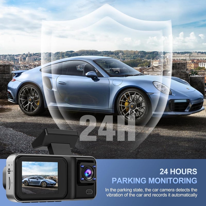 CHENSIVE 4K 3 Channel Dash Cam with 64GB Card, 4K+1080P+1440P Dash Cam Front and Rear Inside, Dash Camera for Cars with Motion Detection, 24H Parking Mode, Super Night Vision, Loop Recording - Image 3